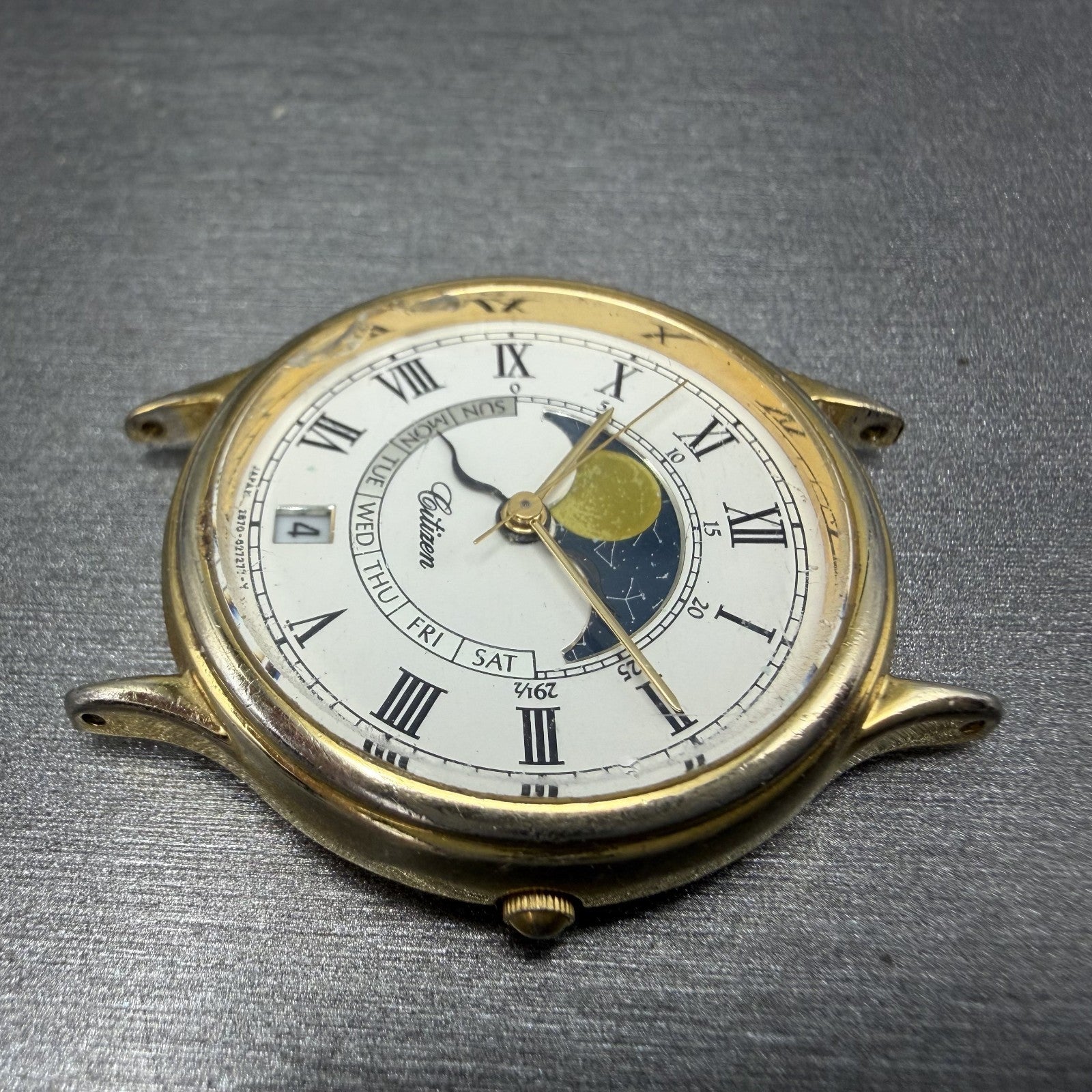 Citizen Moonphase Watch Women 30mm White Dial Gold Tone Date Round New Batt READ5