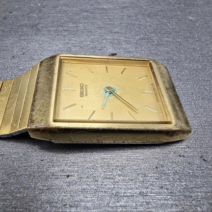Seiko Tank Watch Men 25mm Champagne Dial Gold Tone Rectangle 6530-5420 PARTS VTG6