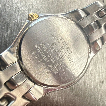 Seiko Watch Women 26mm Champagne Dial Two Tone Date Round V789-0369 New Battery10