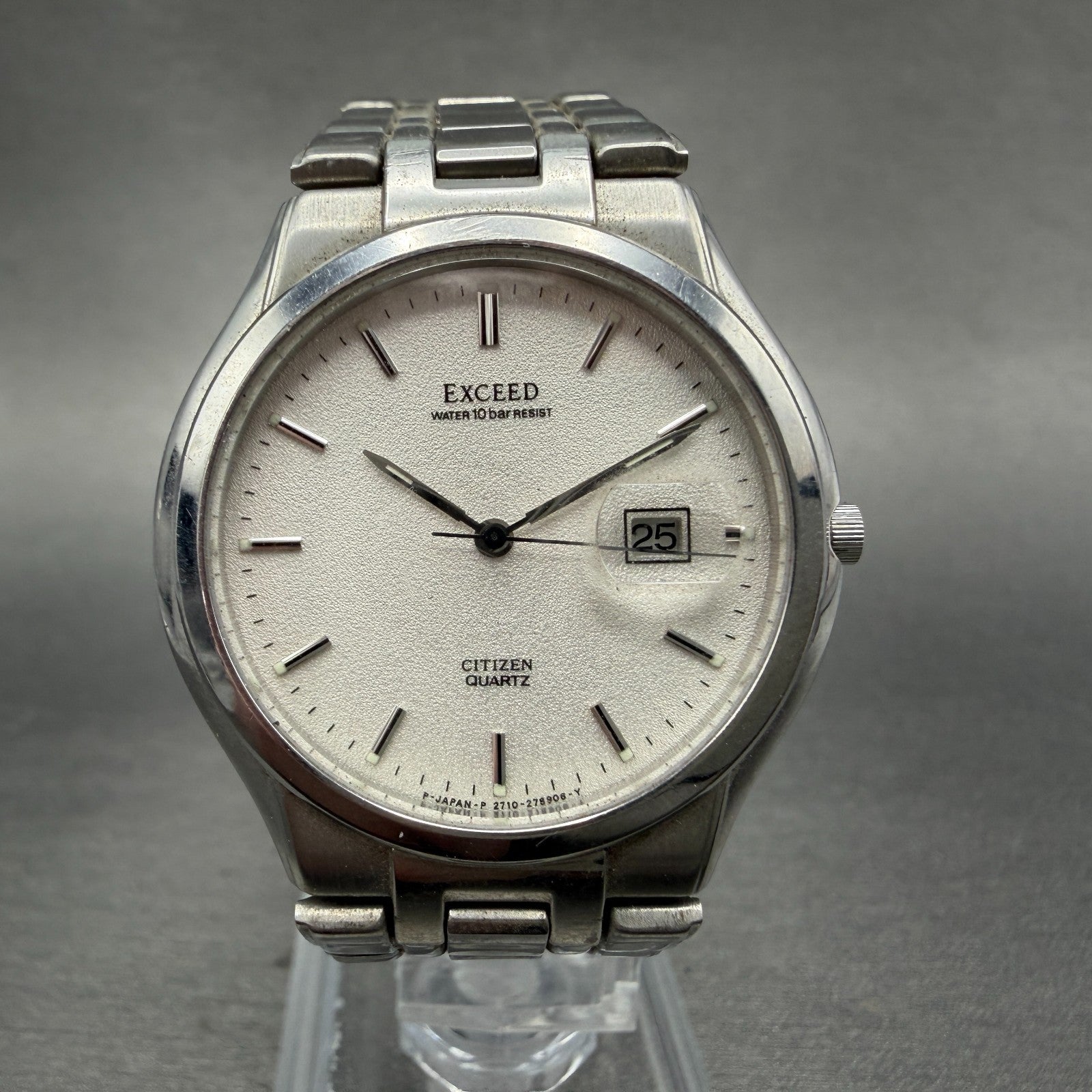 Citizen Exceed Watch Men 34mm White Dial Silver Tone Date 2710-274831 New Batt0