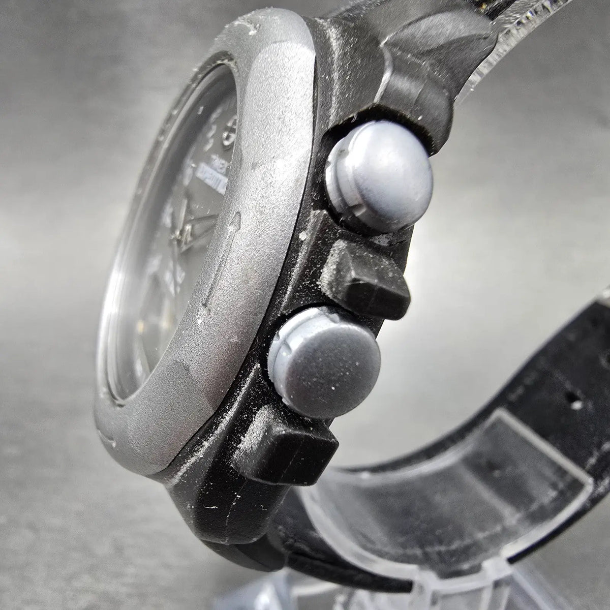 Timex Expedition Watch Men 41mm Gray Dial Black Analog Digital Alarm Chrono Runs2