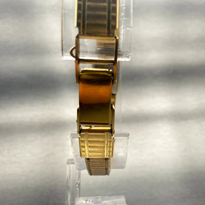 Seiko Watch Women 12mm Gold Dial Gold Tone Rectangle 2E20-5129 New Battery VTG7