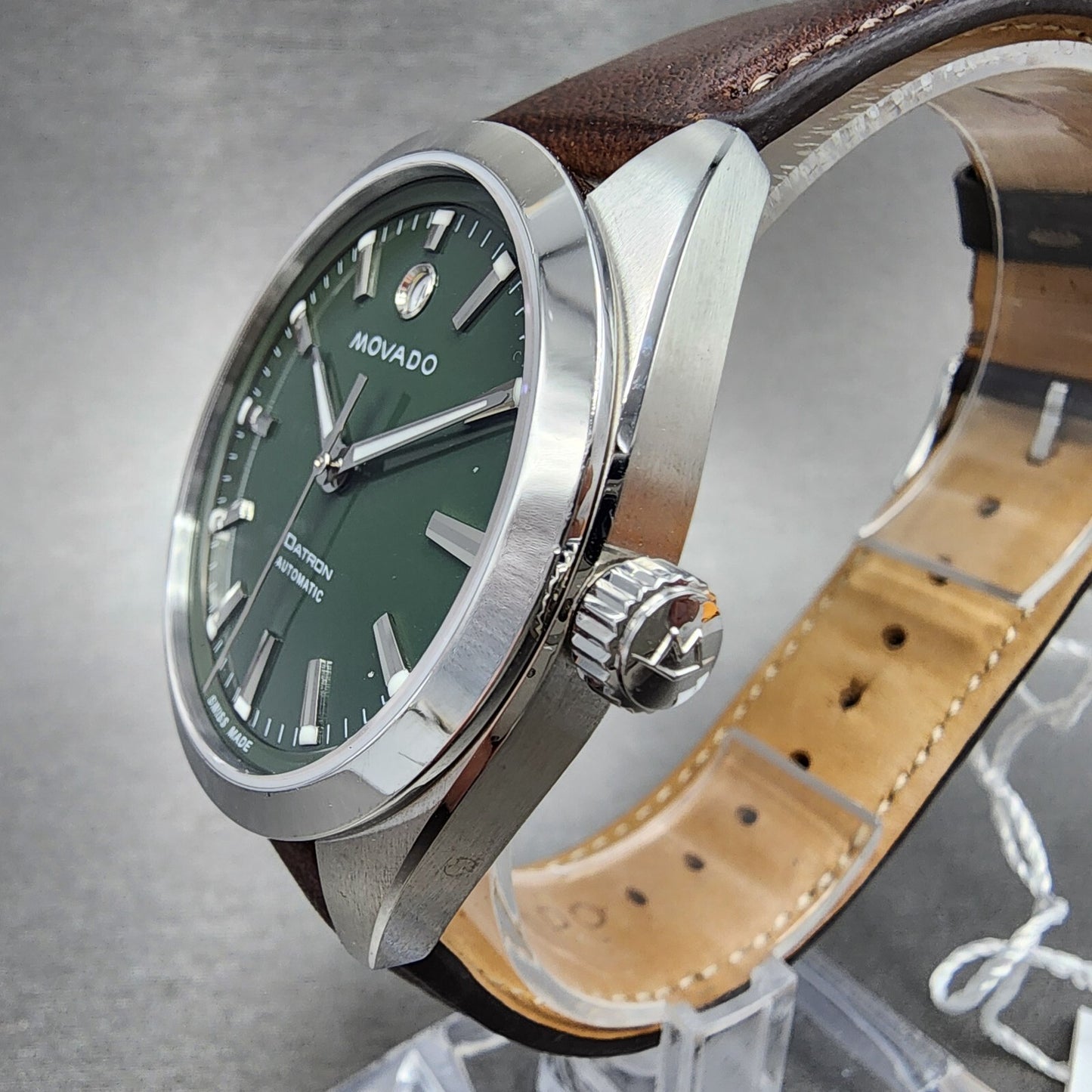 Movado Hertiage Datron Automatic Watch Men 40mm Green Dial Steel Date 36501742