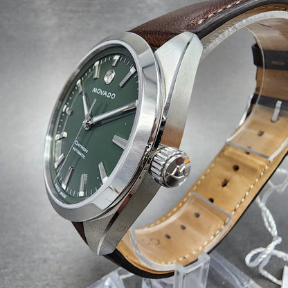 Movado Hertiage Datron Automatic Watch Men 40mm Green Dial Steel Date 36501742