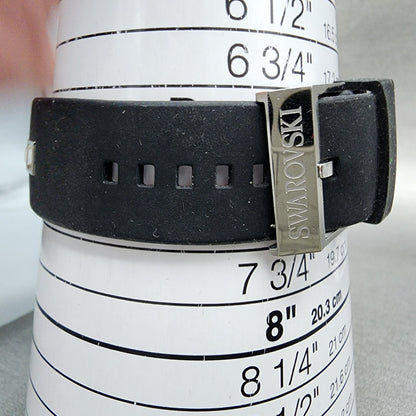Swarovski Elis Tank Watch Women 23mm Black Dial Silver Tone Square New Battery10