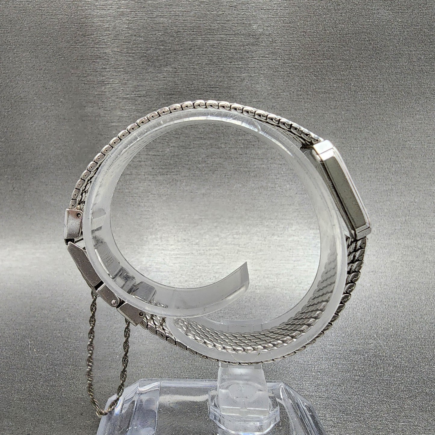 Seiko Exceline Tank Watch Women 18mm Silver Dial Silver Tone Rectangle New Batt8