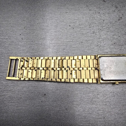 Bulova Watch Men 25mm Black Dial Gold Tone Diamond Rectangle 92M51 New Battery12