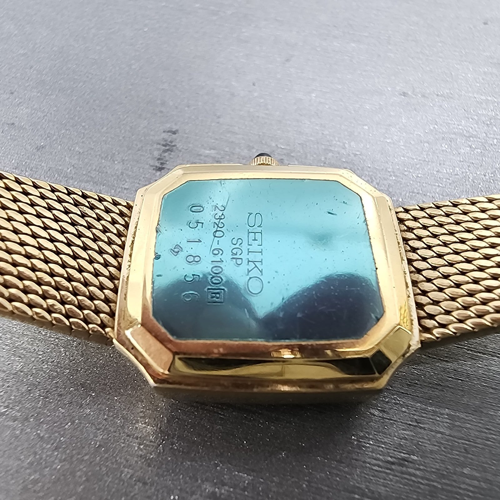 Seiko Tank Watch Women 19mm Black Dial Gold Tone Octagon 23206100 New Battery9