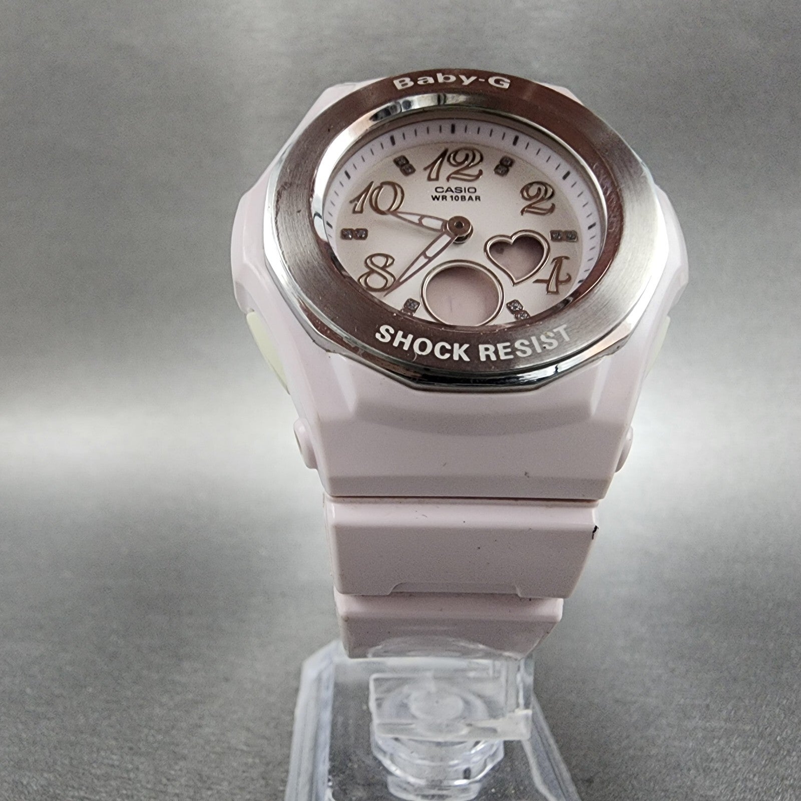 Casio BabyG Watch Women 38mm White Dial White Case Round BGA100 New Battery6