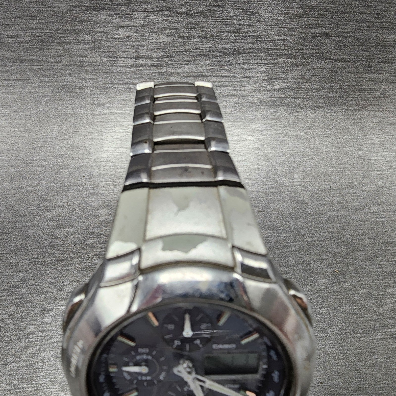Casio Waveceptor WVA500J Watch Men 43mm Blue Dial Steel Analog Digital Works4