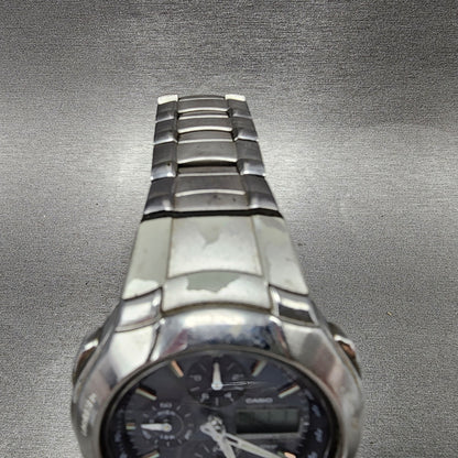 Casio Waveceptor WVA500J Watch Men 43mm Blue Dial Steel Analog Digital Works4