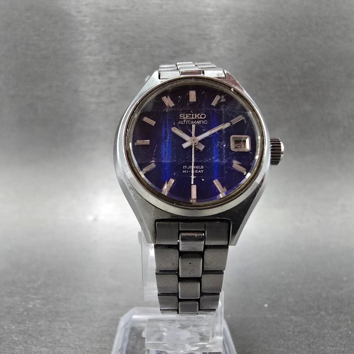 Seiko Automatic Watch Women 26mm Blue dial Silver Date Round 2205-0709 Runs5