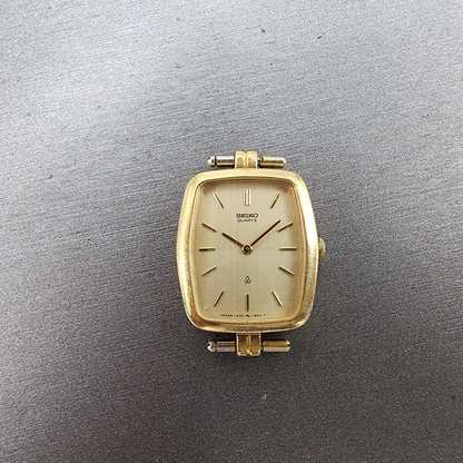 Seiko Tank Watch Women 20mm Champagne Dial Gold Tone Rectangle 14006070 New Bat0