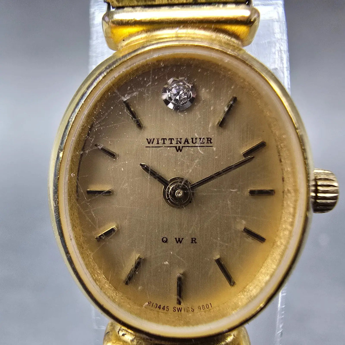 Wittnauer QWR Watch Women 17mm Gold Dial Gold Tone Oval New Battery VTG1