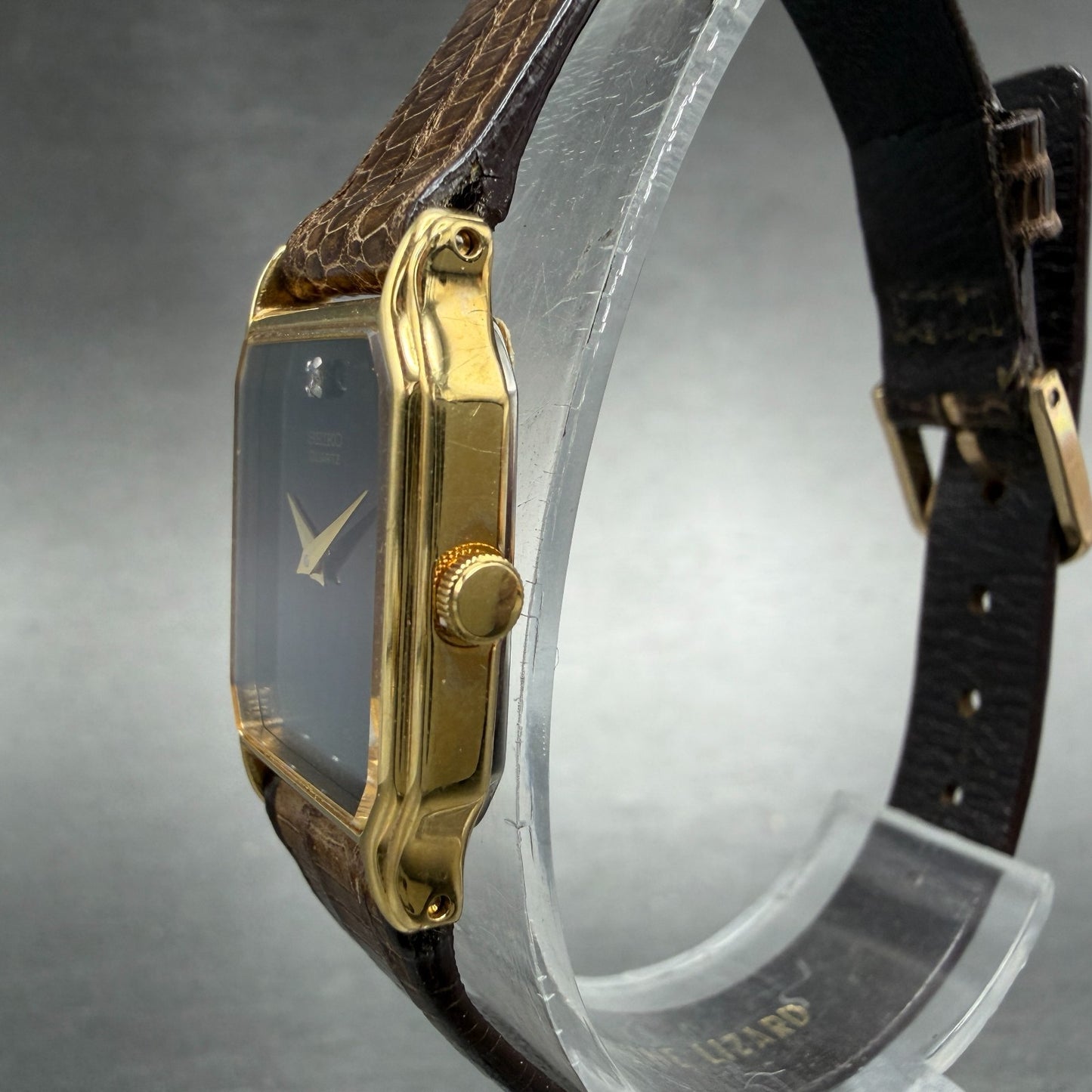 Seiko Watch Women 18mm Brown Dial Gold Tone Octagon 2C20-5509 New Battery NOS2