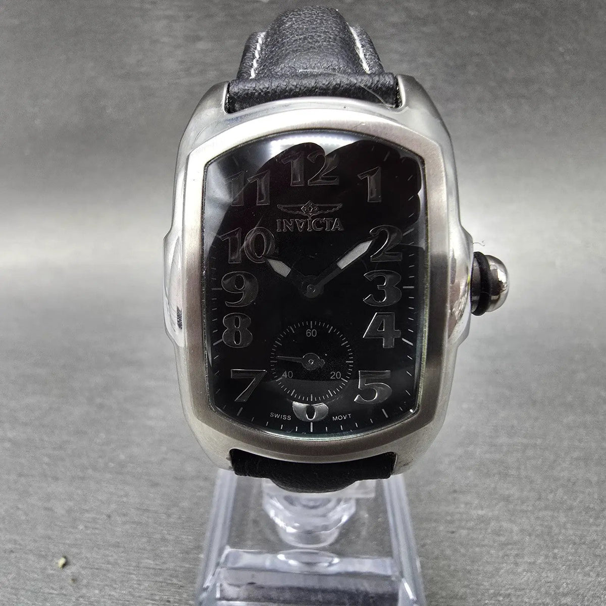 Invicta Lupah Watch Women 29mm Blac Dial Silver Rectangle 2003 New Battery 560