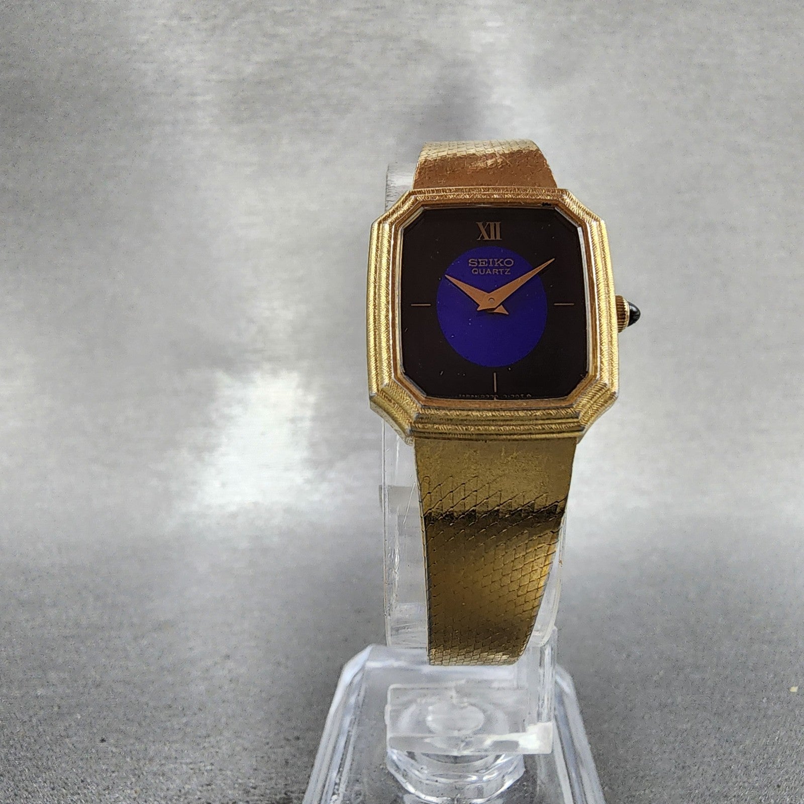 Seiko Tank Watch Women 19mm Black Dial Gold Tone Octagon 23206100 New Battery5