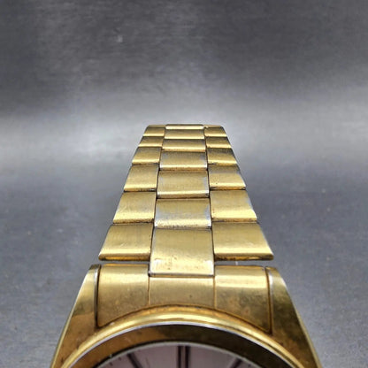 Seiko SQ Watch Men 36mm Silver Dial Gold Tone Daydate Round 5Y23-8180 PARTS VTG5