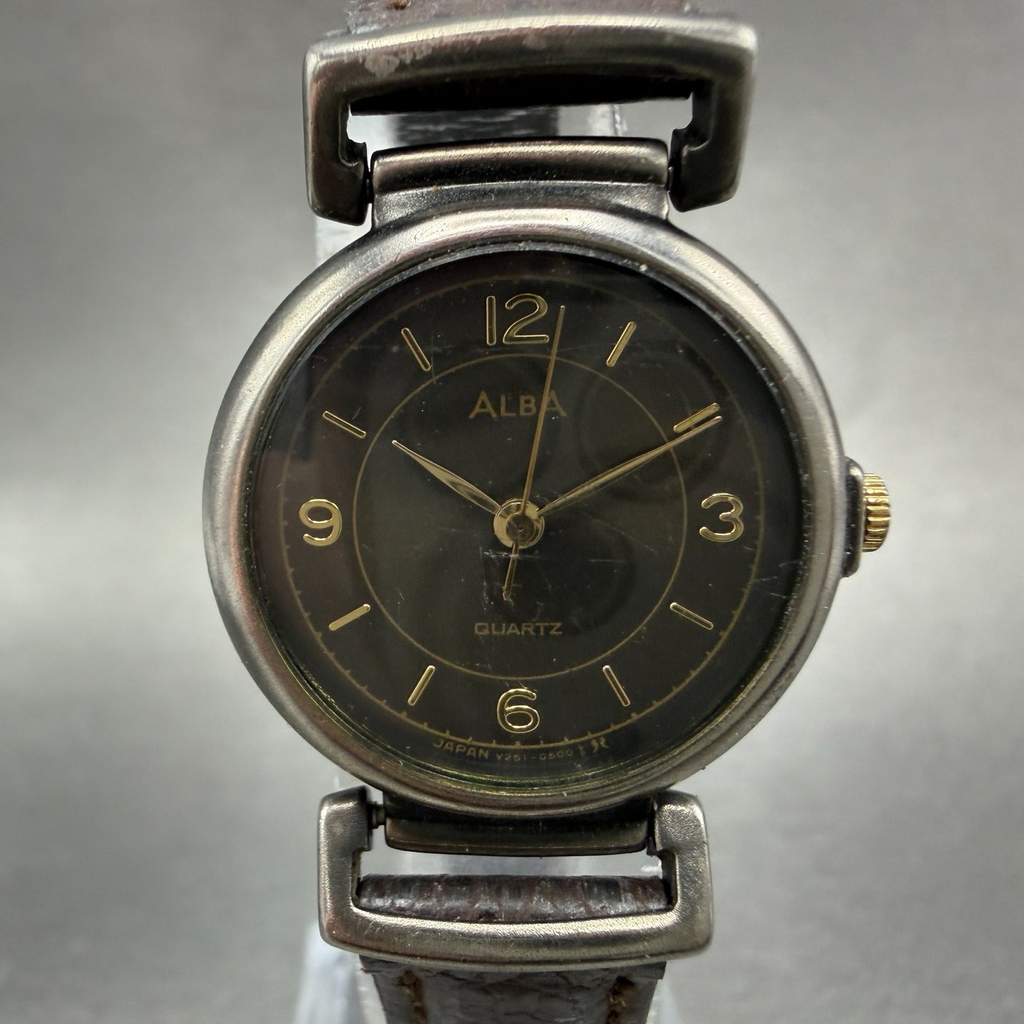 Seiko Alba Watch Women 24mm Brown Dial Black Tone Round V251-0160 New Battery0