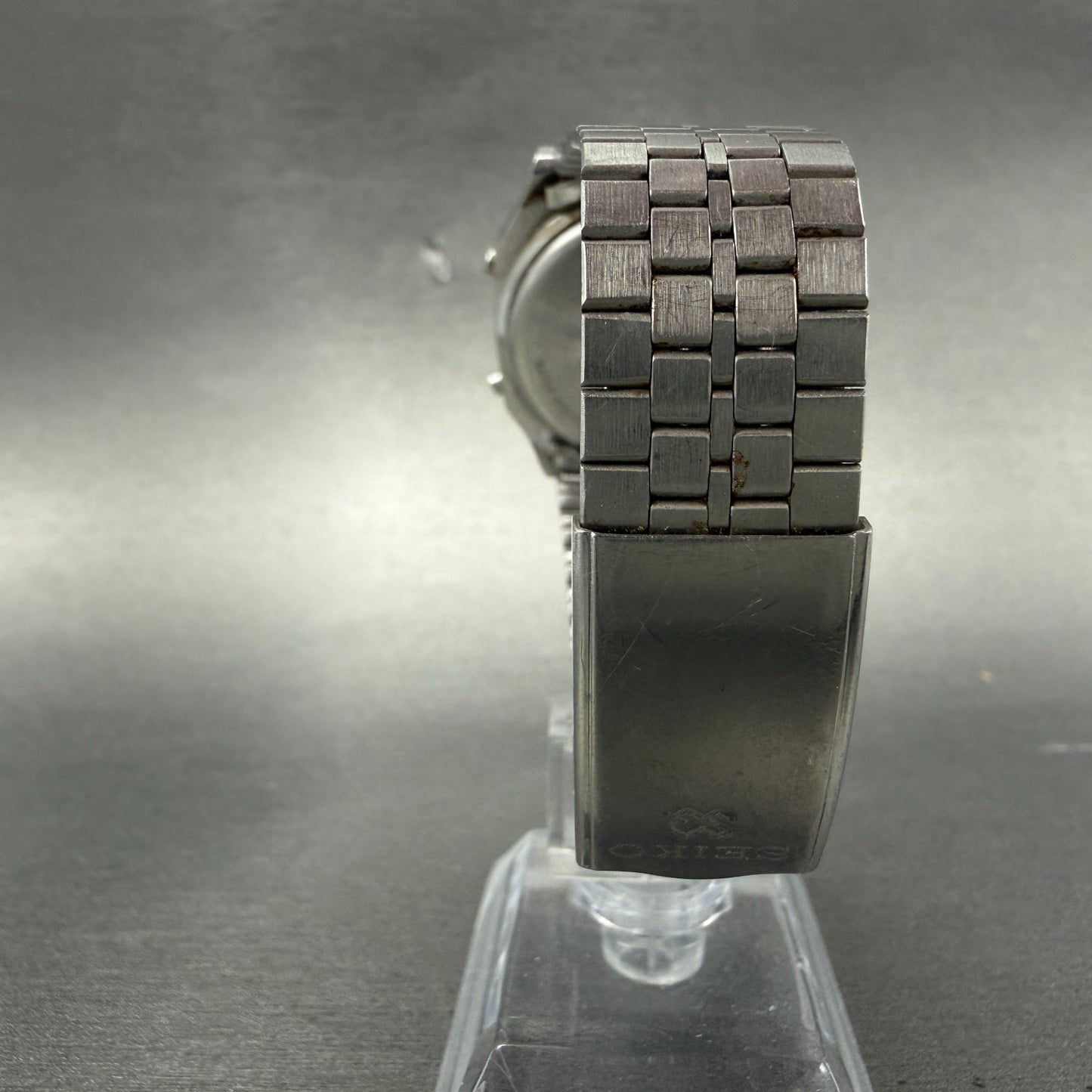 Seiko Digital Watch Men 33mm LCD Silver Tone Alarm Chrono A914-5A09 PARTS8