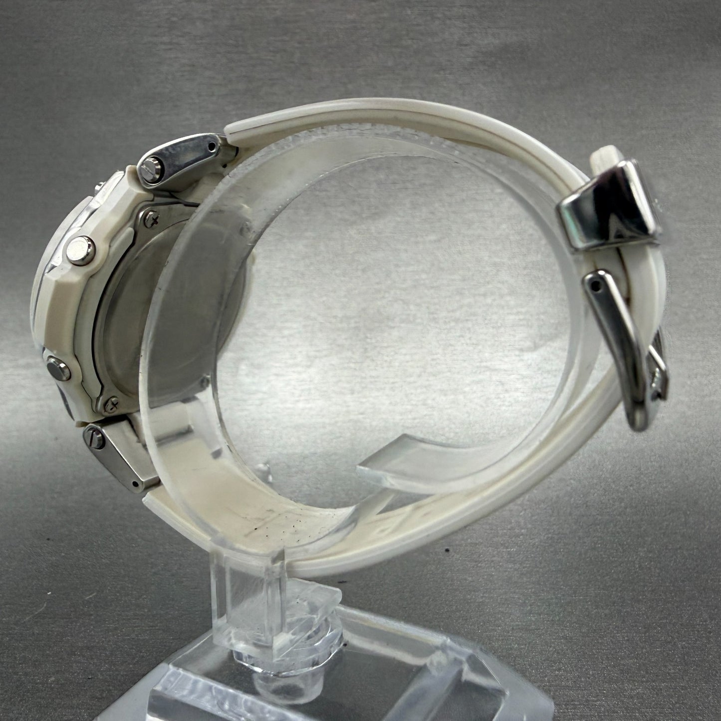Casio BabyG Watch Women 41mm Silver Dial White Tone Round Solar BGA1400 Works6