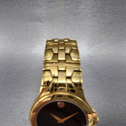 Movado Museum Watch Women 26mm Black Dial Gold Tone Round 88 E4 1851 New Battery4