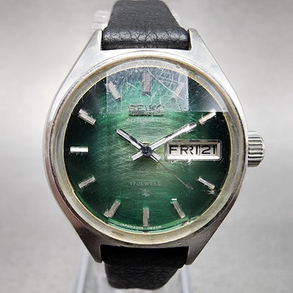 Seiko Automatic Watch Women 24mm Green Dial Silver Tone Daydate 22060300 Runs1
