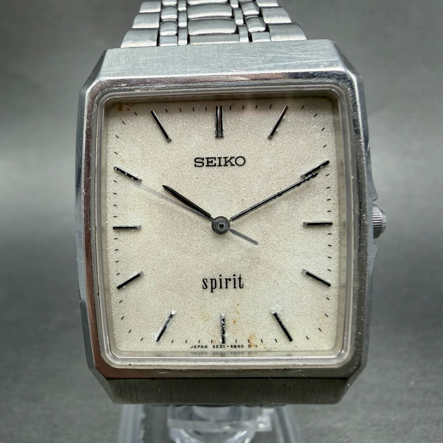 Seiko Spirit Tank Watch Men 29mm White Dial Silver Tone 5E31-5A70 New Battery0