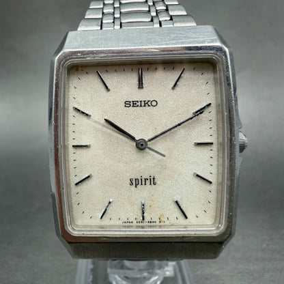 Seiko Spirit Tank Watch Men 29mm White Dial Silver Tone 5E31-5A70 New Battery0