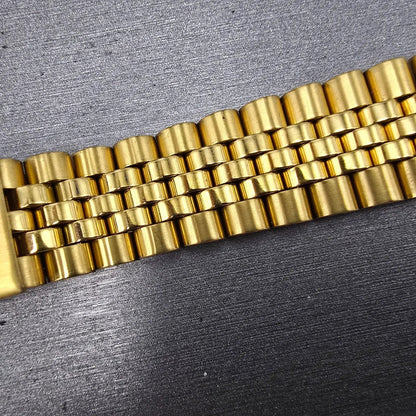 Bulova Bracelet Gold Tone 19mm Stainless Steel Y10 READ!!!!!!! Tri Folding Clasp4