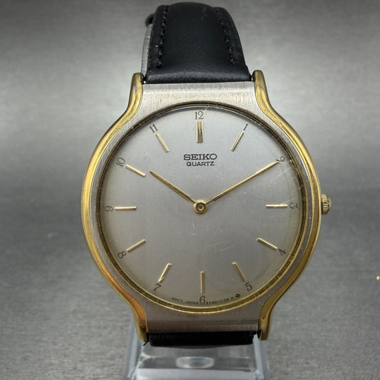 Seiko Watch Men 33mm Silver Dial Two Tone Round Vintage 5Y30-7010 New Battery0