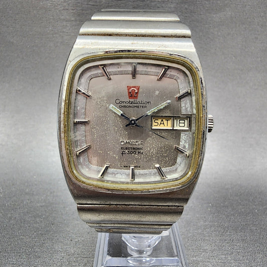 Omega Constelation F300 Watch Men 36mm Silver Dial Steel Daydate 198.0048 PARTS0