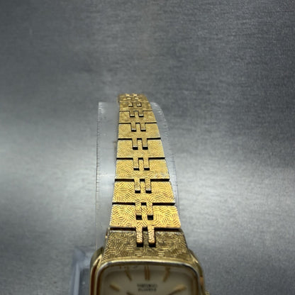 Seiko Watch Women 19mm Champagne Dial Gold Tone Rectangle 1400-6129 New Battery4