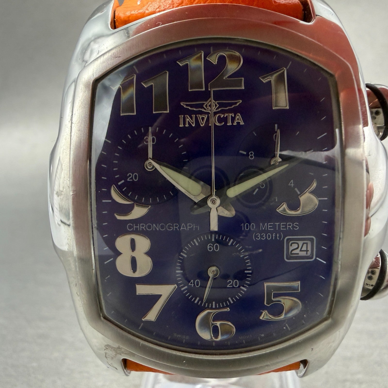 Invicta Lupah Chronograph Watch Men 40mm Blue Dial Steel Date 9815 New Battery1