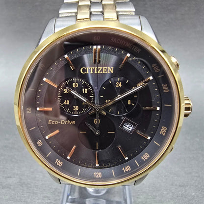 Citizen Eco-Drive Corso Chronograph Watch Men 42mm Black Dial Two Tone Date Runs0