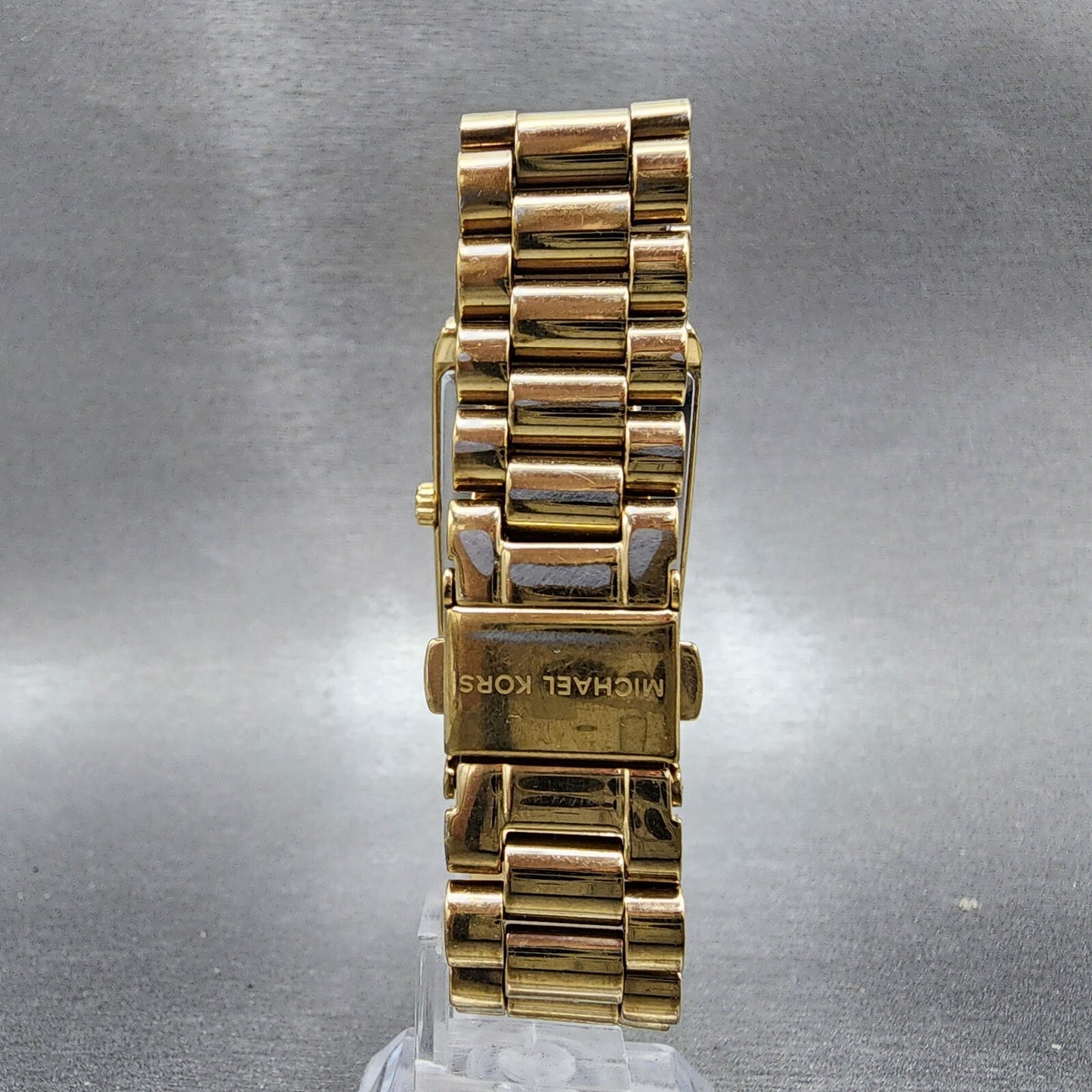 Michael Kors Nash Watch Women 27mm Champagne Dial Gold Tone Rectangle New Batt7
