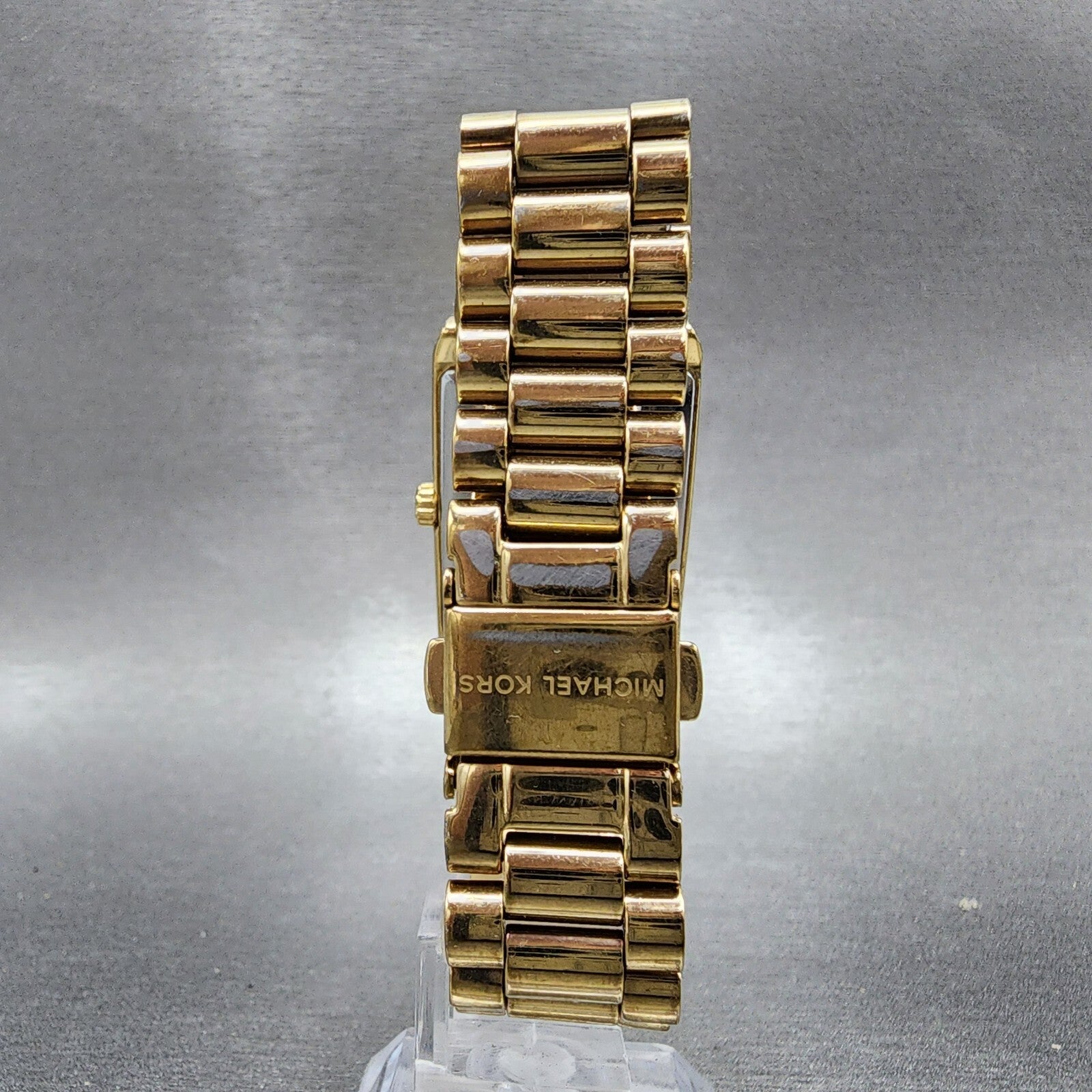 Michael Kors Nash Watch Women 27mm Champagne Dial Gold Tone Rectangle New Batt7