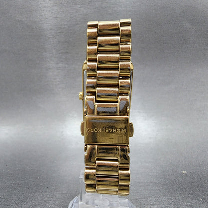 Michael Kors Nash Watch Women 27mm Champagne Dial Gold Tone Rectangle New Batt7
