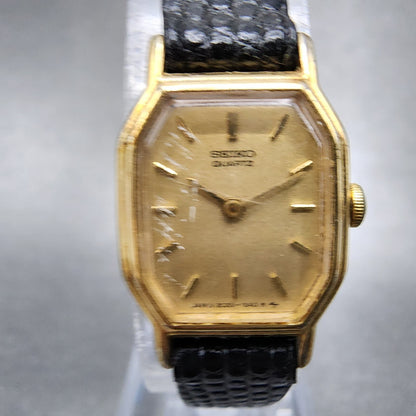Seiko Watch Women 16mm Gold Dial Gold Tone Octagon 2C205769 New Battery1