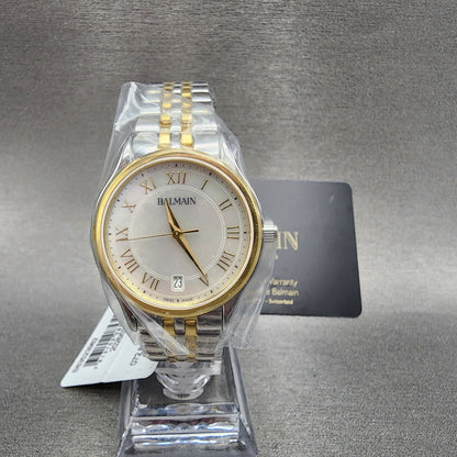 Balmain Beleganza Watch Women 32mm MOP Dial Two Tone Date Round Bracelet Works0