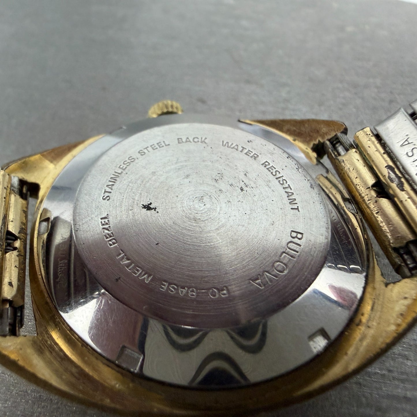 Bulova Automatic Watch Men 36mm Champagne Dial Gold Tone Daydate 57036 PARTS VTG14