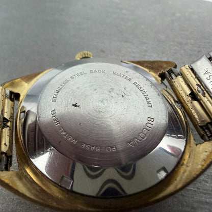 Bulova Automatic Watch Men 36mm Champagne Dial Gold Tone Daydate 57036 PARTS VTG14