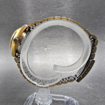 Seiko 5 Automatic Watch Women 24mm Silver Dial Gold Daydate 4206-0332 Round Runs6