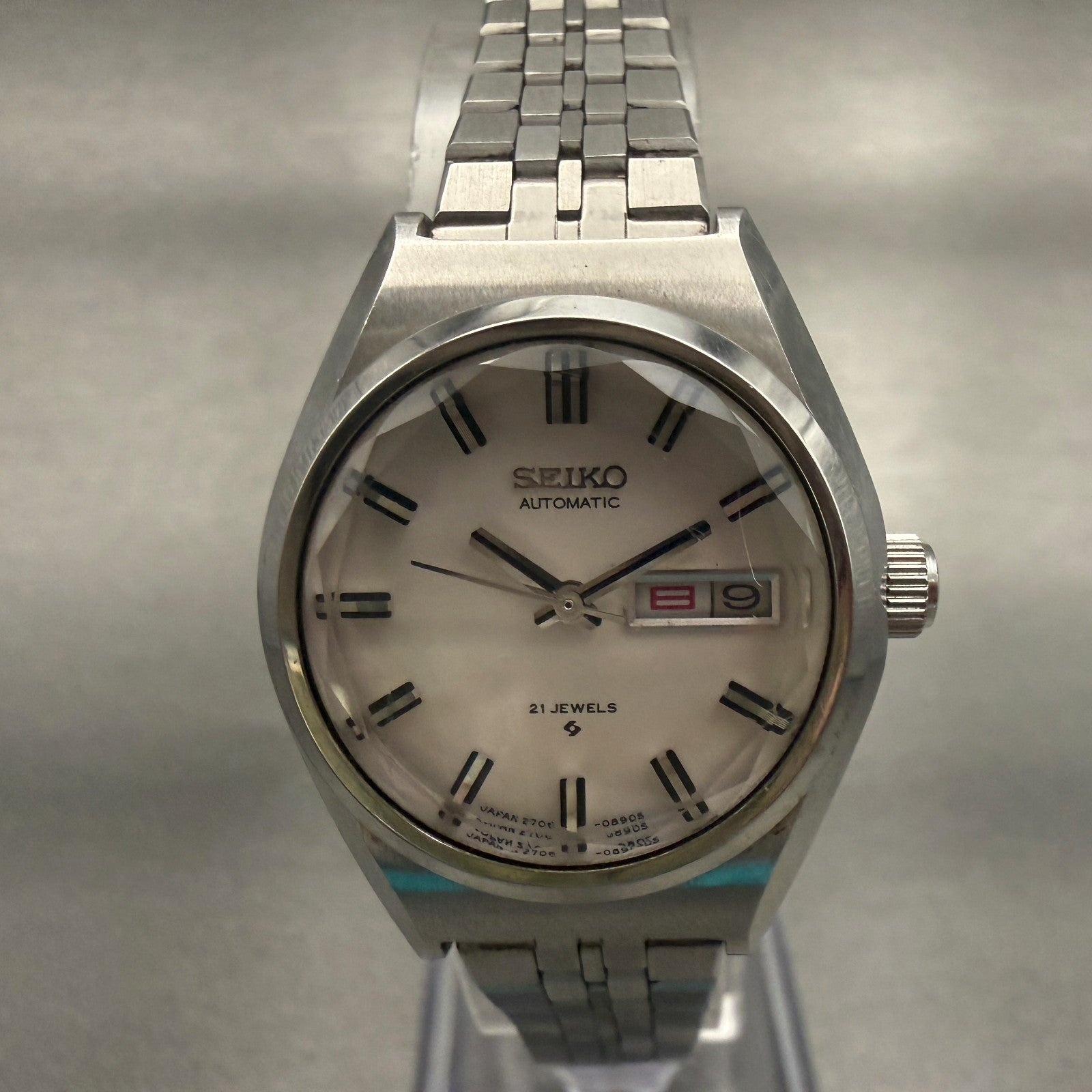 Seiko Watch Women 26mm White Dial Silver Round Daydate 2706-0340 Automatic Runs0