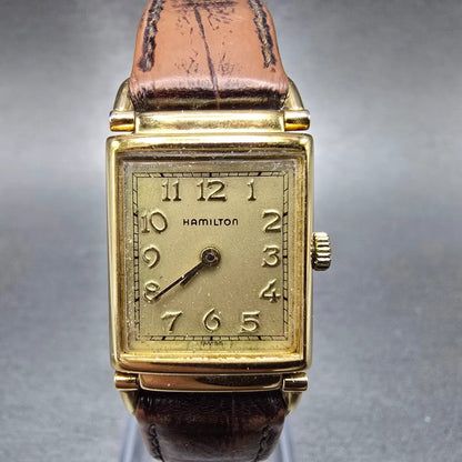 Hamilton Wilshire Watch Women 18mm Women Gold Dial Gold Registered Edition PARTS0