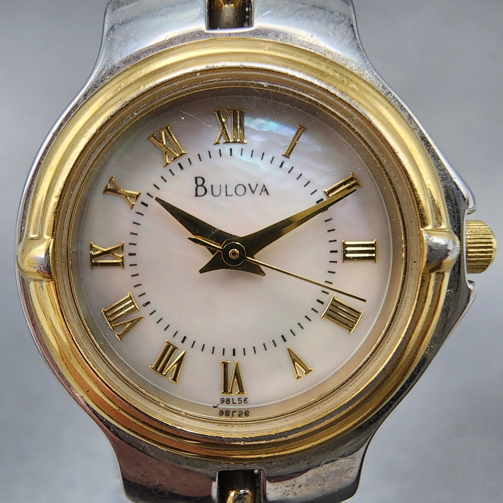 Bulova Watch Women 24mm MOP Dial Two Tone Round 98L56 New Battery1
