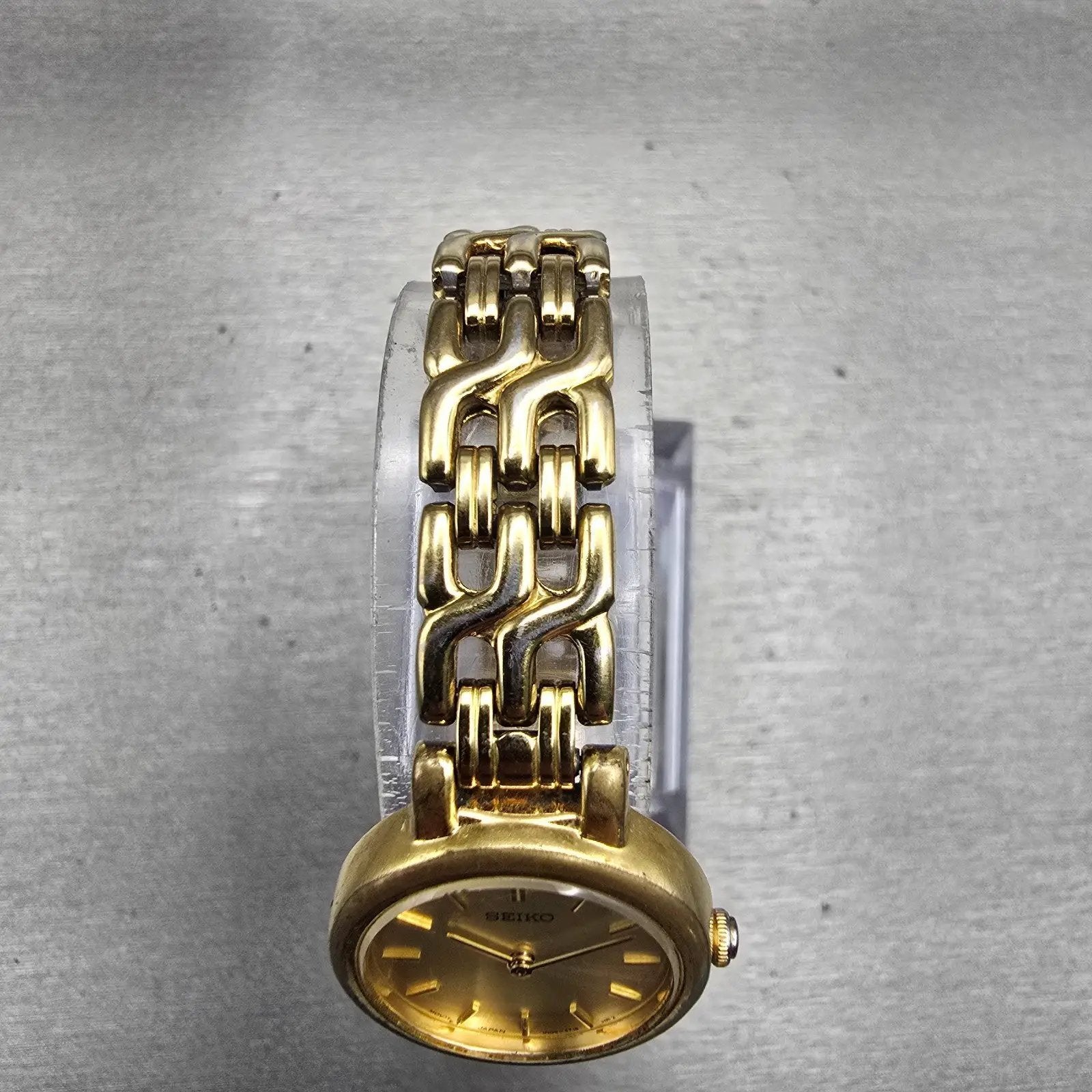 Seiko Watch Women 21mm Gold Dial Gold Tone Round 1N00-1E09 New Battery Vintage4