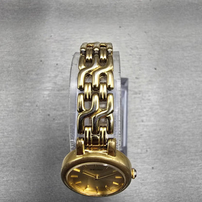 Seiko Watch Women 21mm Gold Dial Gold Tone Round 1N00-1E09 New Battery Vintage4