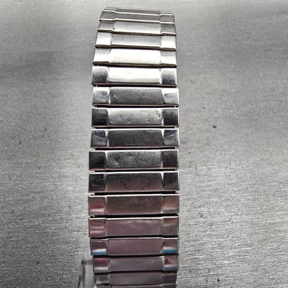 Seiko Watch Men 25mm Silver Dial Silver Tone Rectangle 6530-5510 New Battery VTG7
