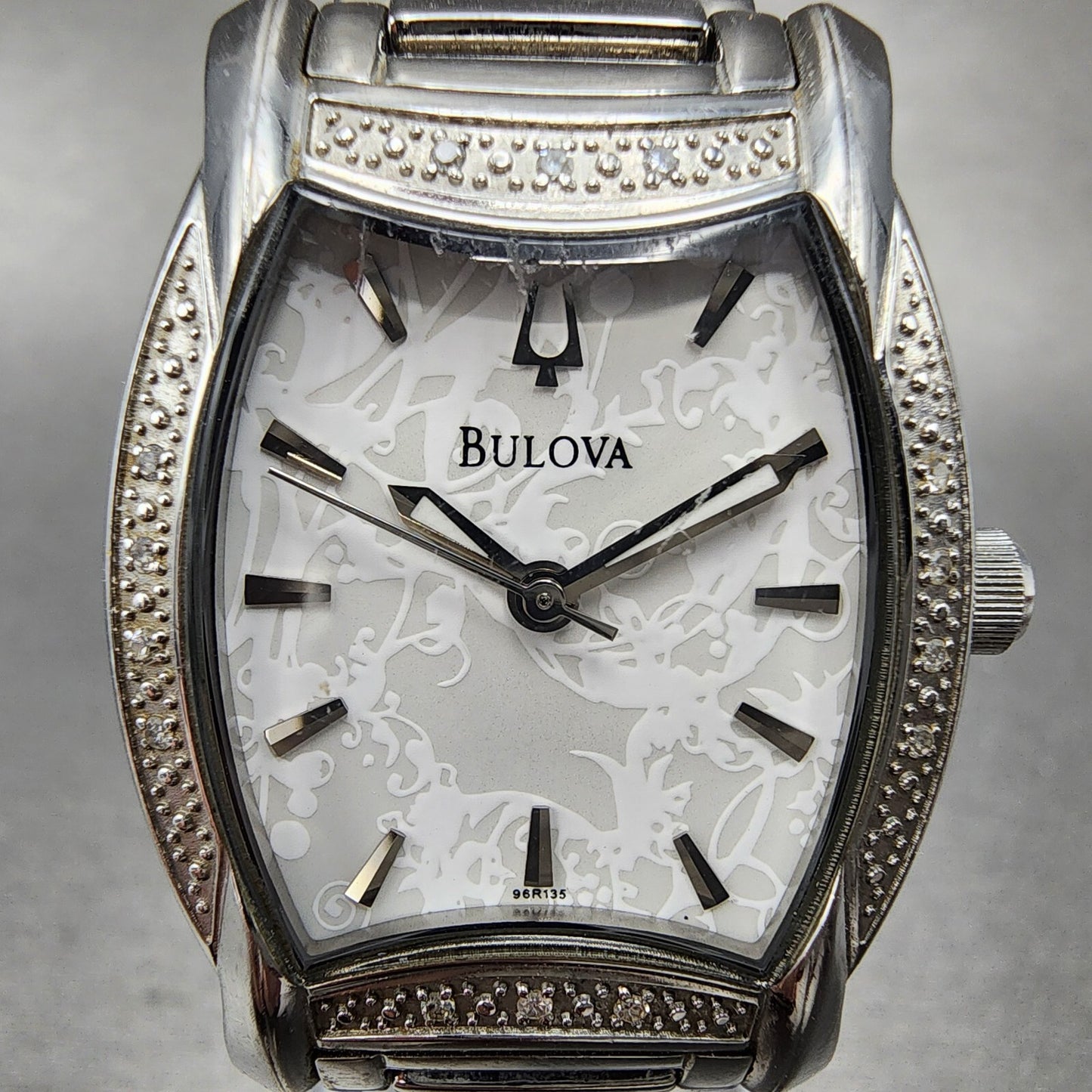 Bulova Watch Women 26mm White Dial Stainless Steel Tonneau 96R135 New Battery1